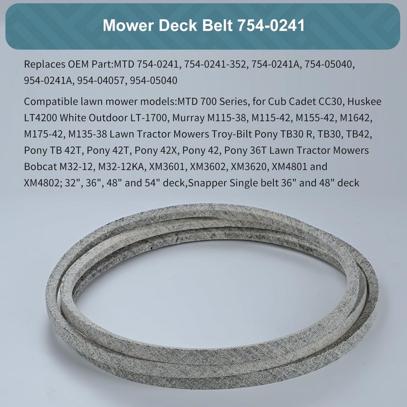 Holdly 5/8 x 35'' Mower Drive Belt 954-05040, 754-0241, 754-0241A, 754-0241-352,954-0241A, Kevlar Lawn Mower Drive Belt for MTD, Cub Cadet, Troy-Bilt, Craftsman (754-0241) - Image 2